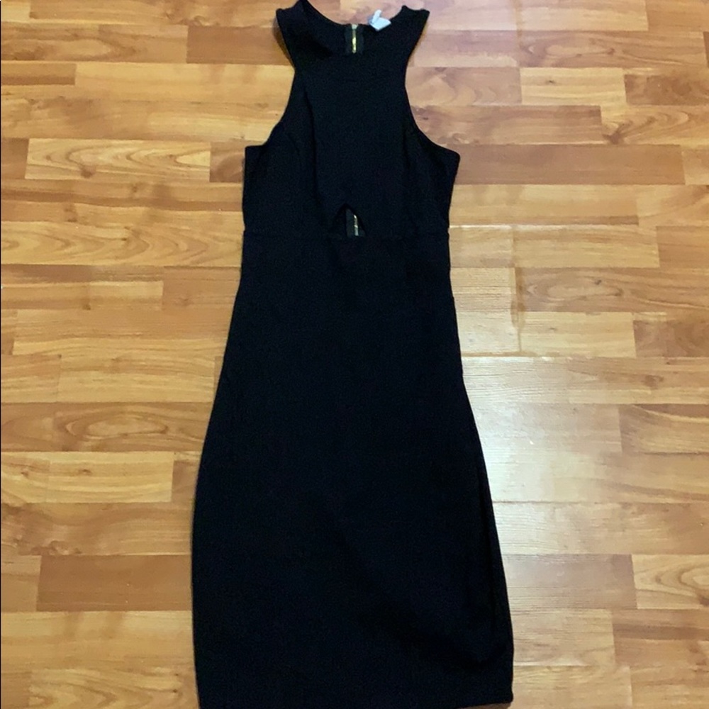 Black midi zip back dress